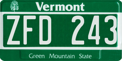 VT license plate ZFD243
