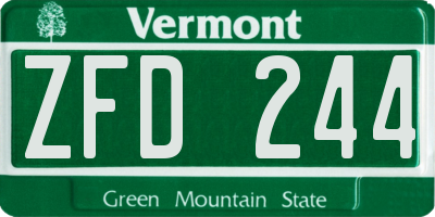 VT license plate ZFD244