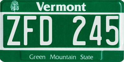 VT license plate ZFD245