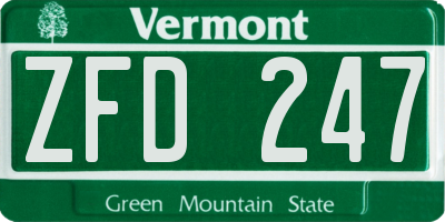 VT license plate ZFD247