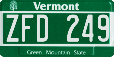 VT license plate ZFD249