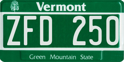 VT license plate ZFD250