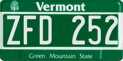VT license plate ZFD252