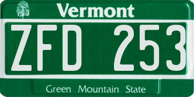 VT license plate ZFD253