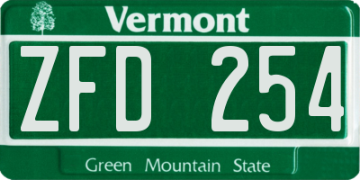 VT license plate ZFD254