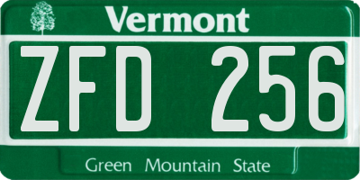 VT license plate ZFD256