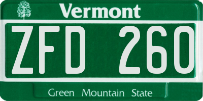 VT license plate ZFD260