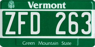 VT license plate ZFD263