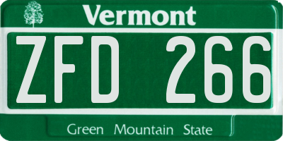 VT license plate ZFD266