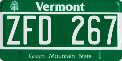 VT license plate ZFD267