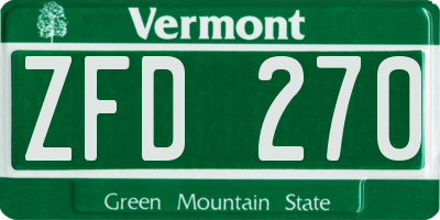 VT license plate ZFD270