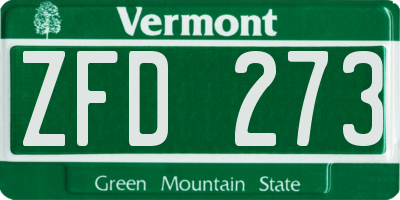 VT license plate ZFD273