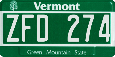 VT license plate ZFD274
