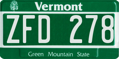 VT license plate ZFD278