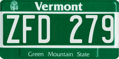VT license plate ZFD279