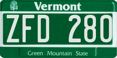 VT license plate ZFD280