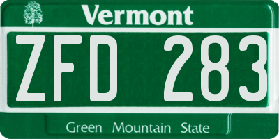 VT license plate ZFD283