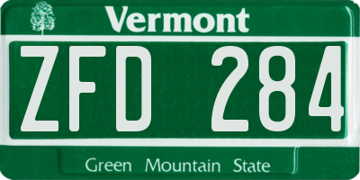 VT license plate ZFD284