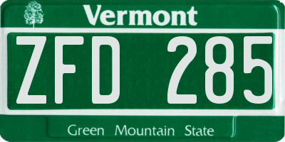 VT license plate ZFD285