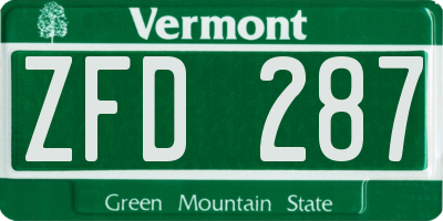 VT license plate ZFD287