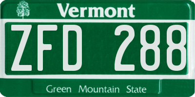 VT license plate ZFD288