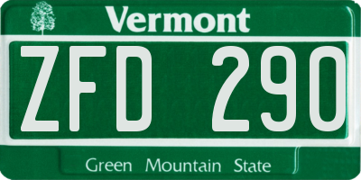 VT license plate ZFD290