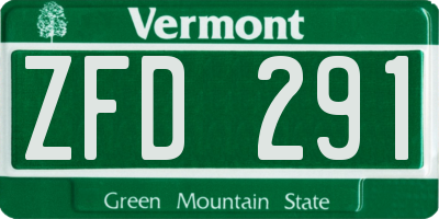 VT license plate ZFD291
