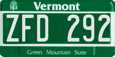 VT license plate ZFD292