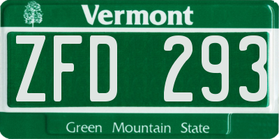 VT license plate ZFD293