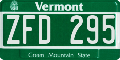 VT license plate ZFD295