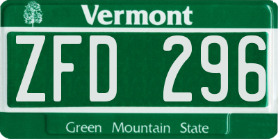 VT license plate ZFD296