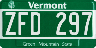 VT license plate ZFD297