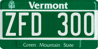 VT license plate ZFD300