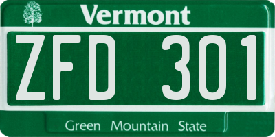 VT license plate ZFD301