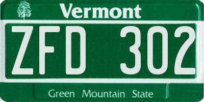 VT license plate ZFD302