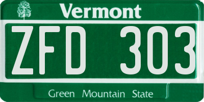 VT license plate ZFD303