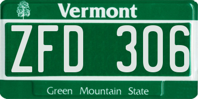 VT license plate ZFD306