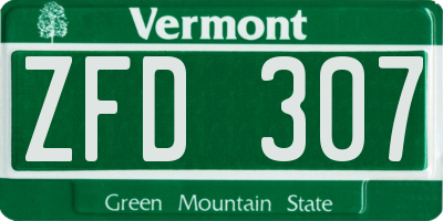 VT license plate ZFD307