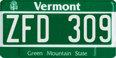 VT license plate ZFD309