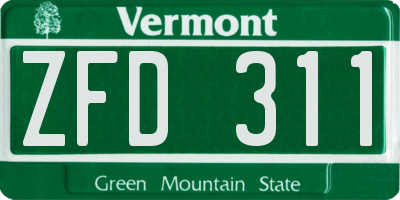VT license plate ZFD311