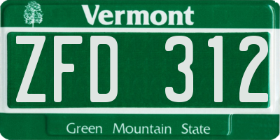 VT license plate ZFD312