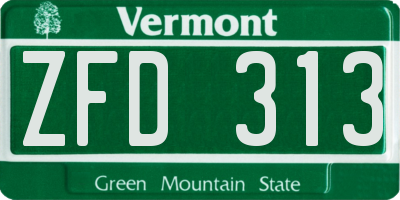 VT license plate ZFD313