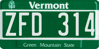 VT license plate ZFD314