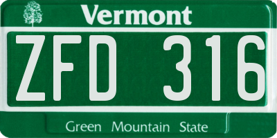 VT license plate ZFD316