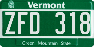 VT license plate ZFD318