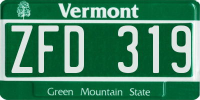 VT license plate ZFD319