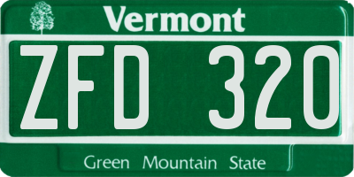 VT license plate ZFD320