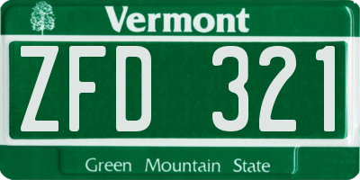 VT license plate ZFD321