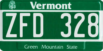 VT license plate ZFD328