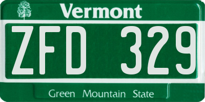 VT license plate ZFD329